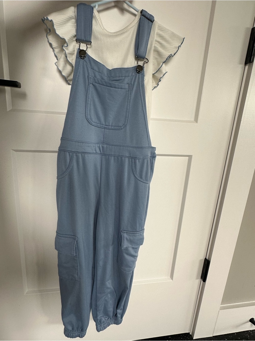 Derek Heart Light Blue Kids Cargo Overalls Romper